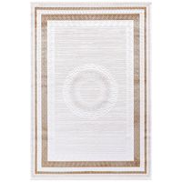 Tapis tissé en acrylique Konfor Diva 9505 - Blanc, hauteur de poils de 12 mm, franges droites, style classique, rectangulaire, fabriqué en Turquie