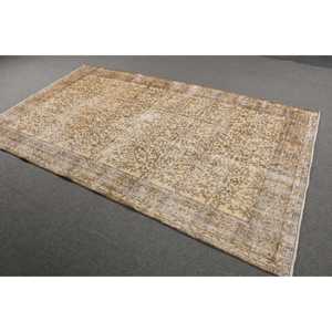 พรมขนาด 5.3x8.9 ฟุต, พรมตุรกีโบราณ, พรมลายดอกไม้สีน้ำตาล - Product Image 2