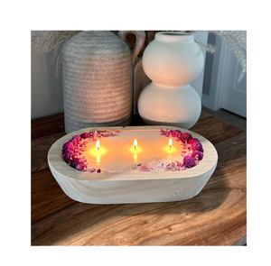 Tazón de masa de madera Soporte de vela Portavelas de masa Fragancia Paulownia Usado y hogar Sala de estar Decorar - Product Image 1