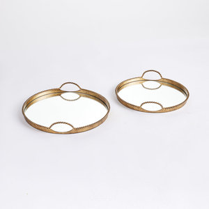 Vente en gros Plateau décoratif rond en aluminium avec poignée en corde torsadée pour décoration de mariage à la maison au prix le plus bas - Product Image 6