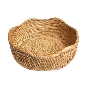 Bol en rotin de bord de concepteur élégant Bol tissé polyvalent pour collations de cuisine Fruits Noix Salade Stockage de table de l'Inde - Product Image 1