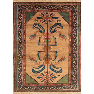 Tapis en laine noué à la main Aalam Gold Pae-5065, design floral classique, grand rectangle pour usage domestique - pour salon ou chambre à coucher - Product Image 1