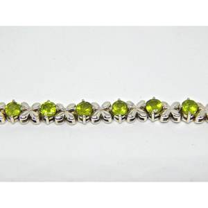 925 Sterling <b>Silver</b> Dainty <b>Bracelet</b> Natural Peridot Green Brutalist Handmade Fashion <b>Beaded</b> <b>Bracelet</b> - Product Image 6