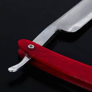 Rasoirs à lame unique sur mesure pour barbier, manche rouge, acier métallique durable, rasoirs de salon de coiffure avec étui en cuir - Product Image 4