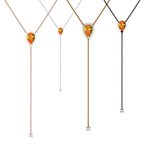สร้อยคอ Lariat ซิทรินทองคําแท้พร้อมการออกแบบหยดเพชรผู้ผลิตเครื่องประดับโซ่ทองคําเหลือง 18k แข็ง - Product Image 1