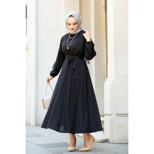 Vestido Hijab con Cinturón para Mujer 100MD-10528 Negro Turquía - Product Image 3