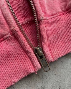 Oversized <b>Pink</b> Zip-Up Hoodie Crop Length Unisex Casual French Terry <b>Sweatshirt</b> Solid Color Hooded Regular Sleeve - Product Image 2