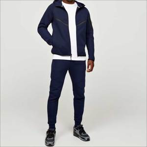 Ensemble de survêtement à capuche en molleton technique respirant coupe classique, coupe-vent, séchage rapide, écoresponsable, avec bande latérale, pour le sport d'hiver - Product Image 1