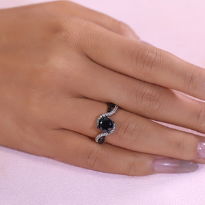 Jeulia Bond of Love Twist Ring-Black and White Zircon Stones in Sterling Silver - Product Image 6