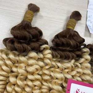 Rubio para Ombre 100% Remy Cabello humano Virgen Cuerpo brasileño Ondulado Extensiones a granel Sin enredos o desprendimiento - Product Image 5