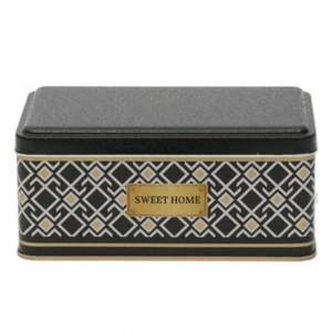 1.6L Patrón sin costuras Diseño Líneas geométricas Fondo negro 115x190x80mm Caja de almacenamiento de metal rectangular - Product Image 1