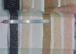 Venta al por mayor de lujo 3D Floral bordado con cuentas de tela de encaje con lentejuelas perlas para vestidos de novia y zapatos de noche - Product Image 6