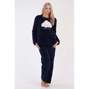 KADIN WELSOFT O YAKA UZUN KOL ETEGI OVAL CEPLI PIJAMA TAKIM - KOYU LACIVERT - สีกรมท่า - สีกรมท่า - Product Image 2