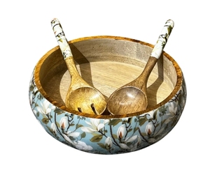 Magnolia Mist Bowl Mango Wood Handmade Decorative Wooden Salad Bowls with Serving Utensils Wood Dinning Accessory - Product Image 3