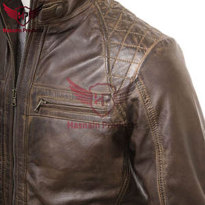 Chaqueta de motorista de cuero de nogal hecha a mano para hombre de primera calidad, ajuste personalizado, ropa de abrigo elegante para motocicleta, equipo de invierno para jinetes de moda - Product Image 3