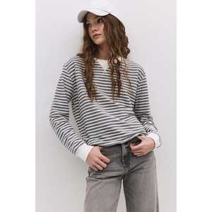 Sudadera de algodón 100% a rayas de manga regular para uso diario - Product Image 1