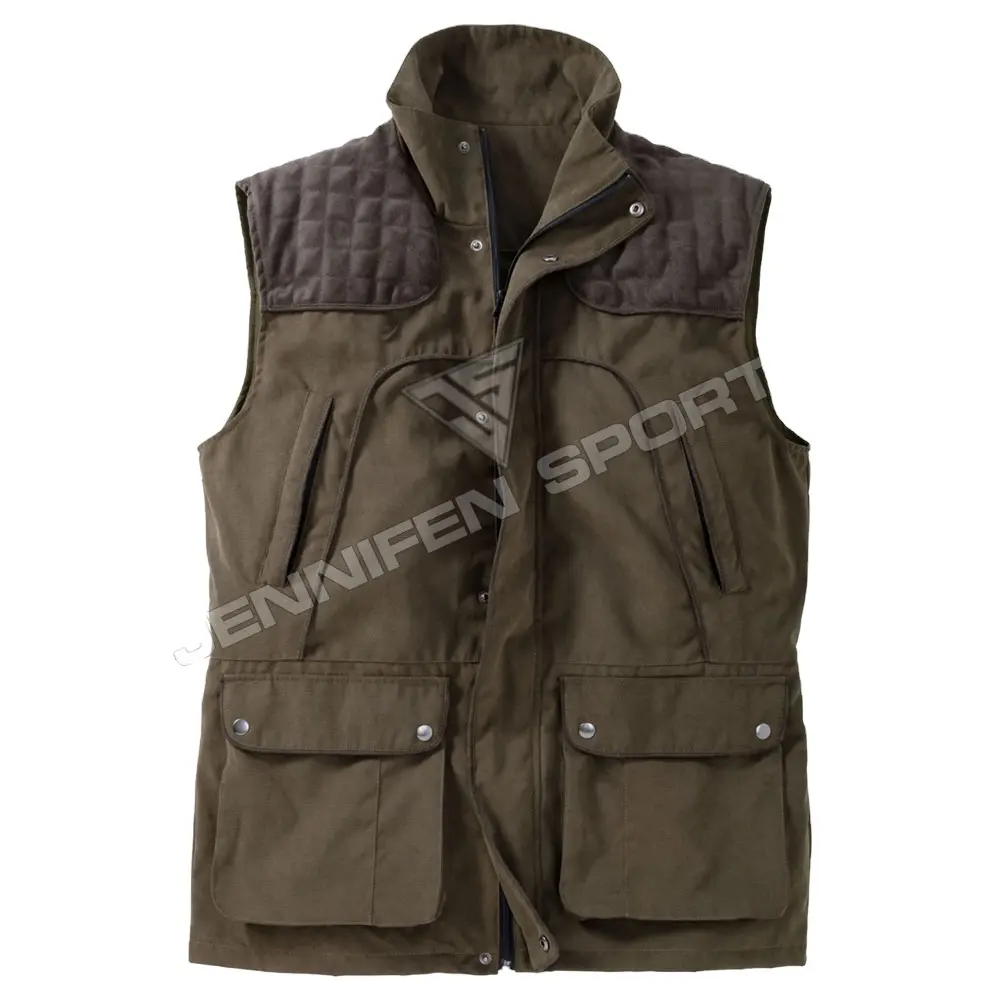 Hunting Vest Winter Men Shell Material 100% Cotton Canvas Fabric Zipper Closing Chest&Side Pockets Inside Cotton Lining