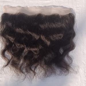 Frontal de encaje brasileño 13x4 100% cabello humano encaje suizo sin enredos sin desprendimiento Color negro Natural onda rizada recta - Product Image 2