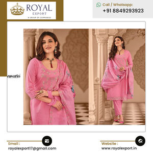 Llamativo diseño hermoso lujo boda desgaste puro algodón bordado trabajo Salwar traje de proveedor indio - Product Image 2