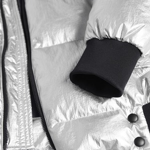 Wholesale Custom Canvas Bubble Quilted Winter Men's Shiny Removable Hooded Eco-Friendly Breathable Puffer <b>Jacket</b> - Product Image 6