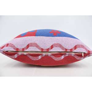 Multicolor 28x28 Inch Wool Kantha Pillow Luxury Floral <b>Vintage</b> Poppy Pattern Cushion Woven Technique <b>Bedding</b> for Sofa Use - Product Image 5