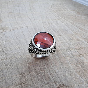 Anillo Otomano Sultan de Piedra Roja, Joyería de Plata 925, Anillo de Plata al por Mayor para Hombre, Anillos de Joyería Fina Étnica Dirilis, Gran Venta - Product Image 3