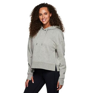 XL Size Women's Winter <b>Mid</b>-<b>Layer</b> Fleece Pullover Hoodie 60% Cotton 40% Polyester Soft Ribbed Cuffs Hem Front Pouch Active Logo - Product Image 4