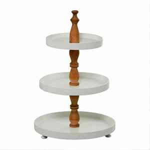 White & Brown Color Top <b>3</b>-<b>Tier</b> Modern Wooden round <b>Cake</b> <b>Stand</b> Detachable Professional and Romantic Handmade - Product Image 2