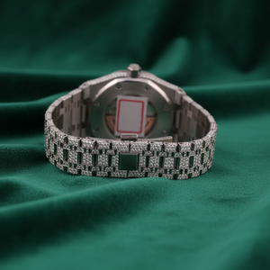 Reloj de Lujo con Esfera Árabe Completamente Adornada con Diamantes Moissanite, Reloj de Pulsera Mecánico Automático de Acero Inoxidable, Venta al por Mayor - Product Image 3