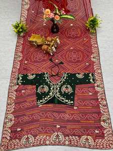 NEW LAUNCHING TRADITIONAL FESTIVE PARTY WEAR BHANDREJ SILK SAREE HEAVY PITHA <b>GOTA</b> WORK Quick Dry Indian Festivals Wedding Radhe - Product Image 6