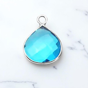 Nouvelle arrivée suisse bleu topaze coeur charme 925 en argent Sterling lunette réglage fabrication de bijoux fournitures pendentif résultats en gros - Product Image 1