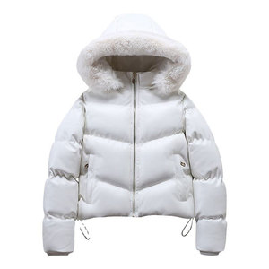 Abrigos de Invierno para Mujer, Chaqueta Acolchada de Cuero PU, Chaqueta Corta Acolchada, Abrigos y Chaquetas de Moda Cálida - Product Image 4