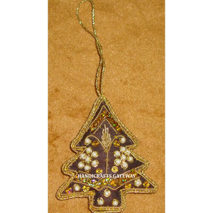 Most Beautiful High Class Handmade Brown Color Beaded Work Tree Shape Christmas <b>Hanging</b> <b>Ornament</b> For Christmas Decoration - Product Image 1