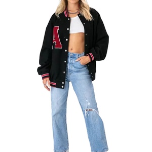 แจ็กเก็ตทีมโรงเรียนสำหรับผู้ชายเสื้อแจ็กเก็ตทีมโรงเรียนมีตัวอักษรปกตั้งโลโก้แบบเรียบขายส่ง - Product Image 1