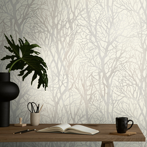 Sản xuất tại Đức-Giấy dán tường cuộn Rừng Ánh Sáng trắng xám-không dệt-Giấy dán tường trang trí nhà-10,05x0,53 M- - Product Image 4