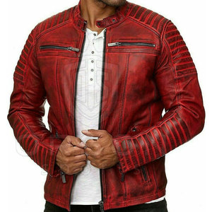 Chaqueta de cuero de piel de vaca de talla grande de alta calidad con cuello levantado para uso en exteriores de invierno estilo Vintage ecológico personalizable para hombres - Product Image 1