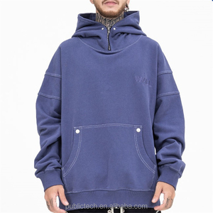 100% Cotton <b>Men's</b> Hoodie High <b>Neck</b> Zip <b>Turtle</b> <b>Neck</b> Turtleneck Oversized Fit Custom Logo French Terry Heavy Weight for Winter - Product Image 1