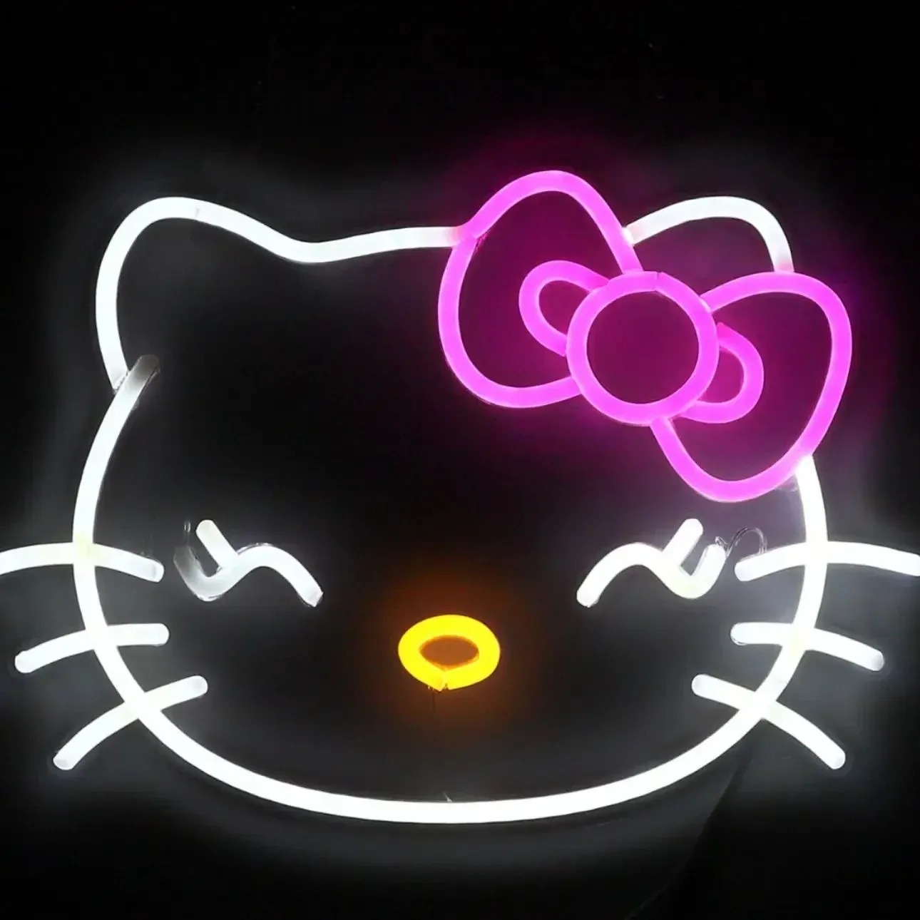 Sinal de luz de néon popular Hello Kitty anime, ambiente criativo, decoração para paredes, eventos, festas, decoração colorida
