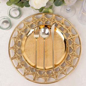 Assiette de présentation en métal tendance et durable, plaquée or, belle assiette de présentation, différents styles, assiette de présentation en métal moderne - Product Image 4
