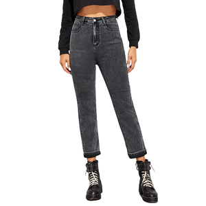 Jean élastique à la mode personnalisable taille haute, couleur unie, pantalon en Denim pour femmes du Bangladesh - Product Image 1