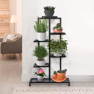 Multiple Flower Pot Holder Metal <b>Tall</b> Plant Stand 7 Tier Rack Shelves Rack Black <b>Storage</b> Organizer in Low Price - Product Image 2