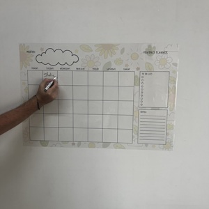 Reusable Monthly Planner Organizer Model-5 Durable Polystyrene Static Electricity Holding Ability Dry Whiteboard Glass Magnet - Product Image 4