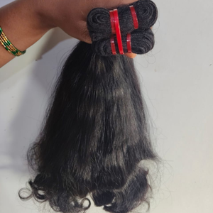 Extensions de cheveux humains Remy de qualité supérieure, longs, noirs, à trame unique, sains, bruts, en vrac, provenant de temples indiens, non traités, sans perte de cheveux - Product Image 4