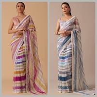 Sarees georgette à broderie florale complexe et bandanas ethniques nouvelle collection avec motif floral