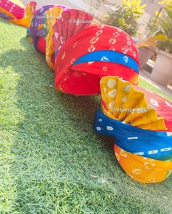 Turban traditionnel du Rajasthan, imprimé Safa Bandhani, pour homme, pour toutes les occasions, couvre-chef Pagadi, disponible en toutes tailles, Pachrangi - Product Image 3