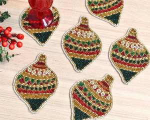 Sous-verres en perles de verre artisanales MS HANDICRAFT - Design classique 4x4 pouces avec support en polyester, cadeaux religieux pour l'église, portables - Product Image 4