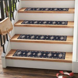 Alfombra Azul Marino Estampada: Diseño Kilim Moderno, Antideslizante, Lavable a Máquina, Goblen - Product Image 2