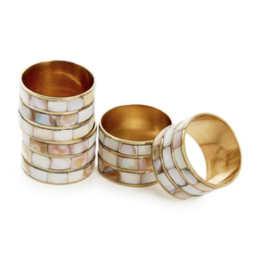 Eid Ramadan Party Islamic Napkin Holder Napkin Ring Luxury Design Metal <b>Mother</b> Of Pearl Napkin Ring For Wholesale Suppliers - Product Image 1