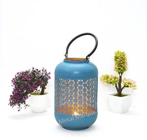 Vantage Premium Round Shape Turquoise <b>Color</b> <b>Laser</b> Design Home Decorative Lantern New Style Lanterns Classic Look Candle Lantern - Product Image 4