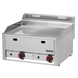 Table de cuisson à gaz 66 avec surface de cuisson côtelée chromée, appareil de cuisine durable et élégant - Product Image 1